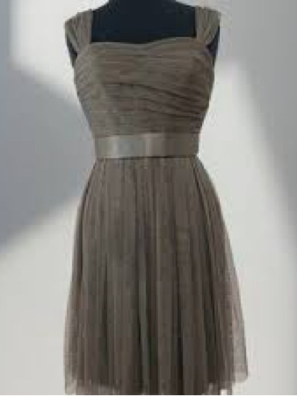 White By Vera Wang Charcoal Tulle Cocktail Dress - Sleeveless Ruched Bodice